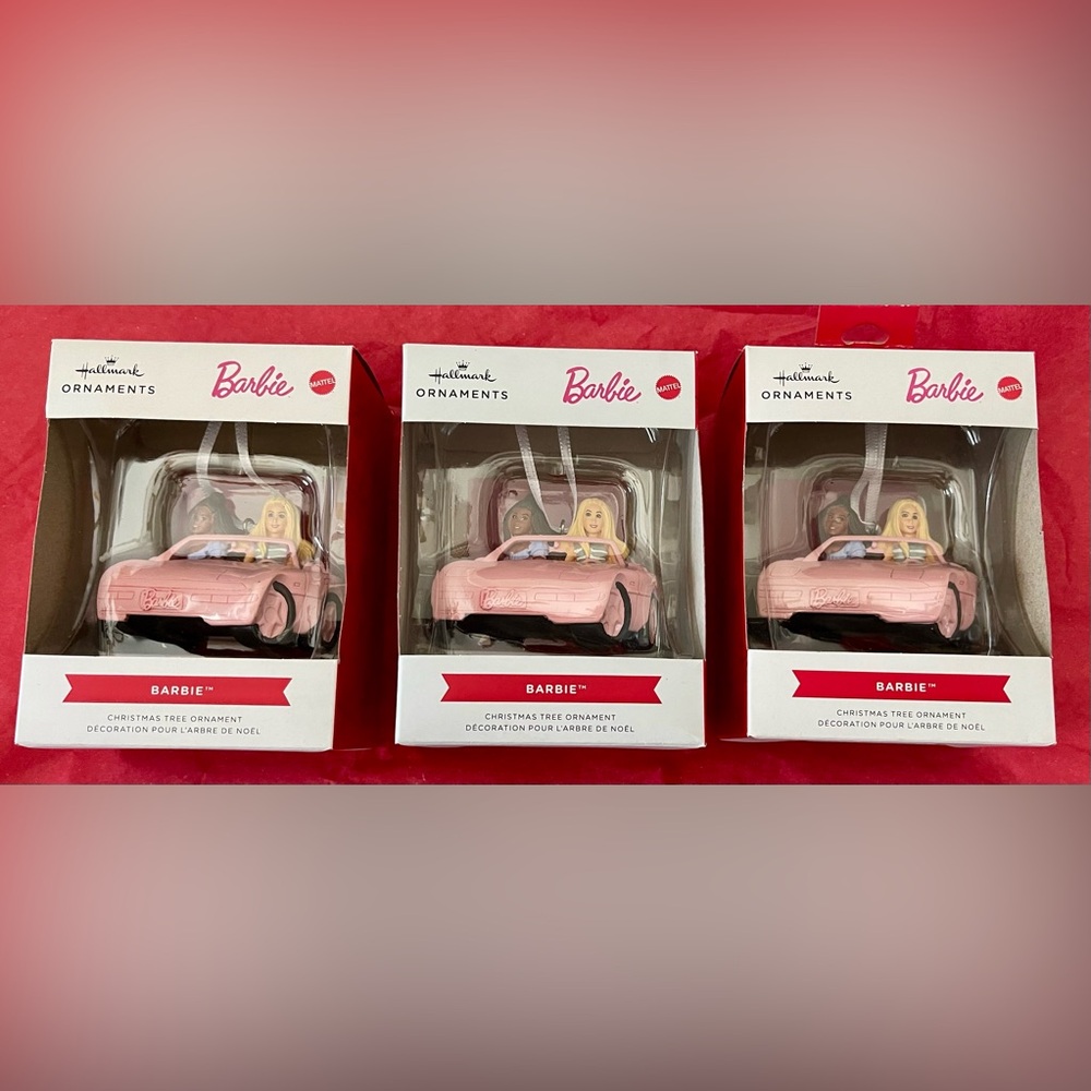 2024 Hallmark Barbie Pink Convertible Ornament (3) New